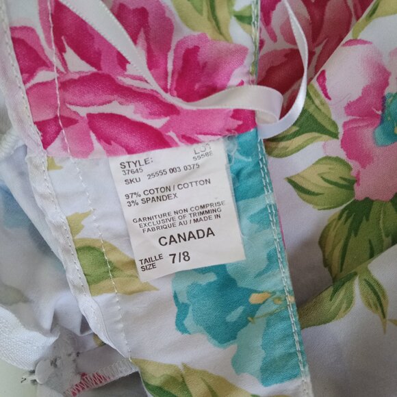 Le Chateau Size 7/8 Cotton Flower Floral White Pink Blue Peony Y2K Vintage Med - Picture 11 of 14